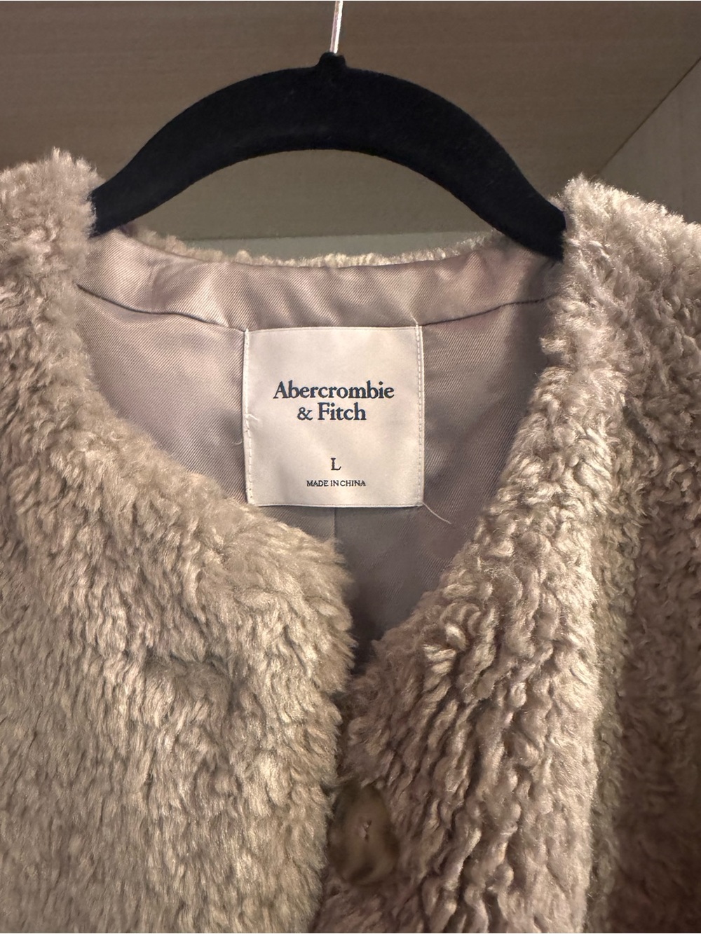 Abercrombie Taupe Sherpa Button-Up Jacket - Large - Picture 2 of 4
